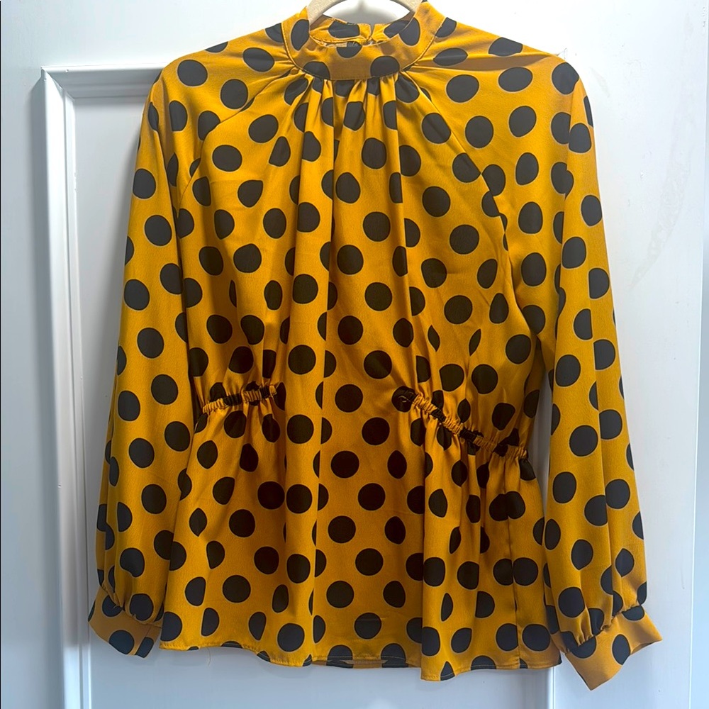 Zara Yellow Tie Front Blouse with Relaxed Fit